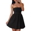 imageZESICA Womens Summer Strapless Mini Dress 2026 Sexy Off Shoulder High Waist A Line Swing Party Short DressesBlack