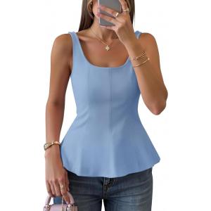 imageZESICA Womens 2026 Summer Sleeveless Vest Top Square Neck Cute Casual Tank Tops Fitted Going Out Trendy OutfitBlue