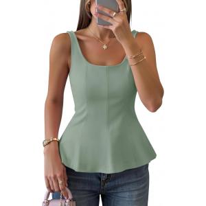 imageZESICA Womens 2026 Summer Sleeveless Vest Top Square Neck Cute Casual Tank Tops Fitted Going Out Trendy OutfitLight Green