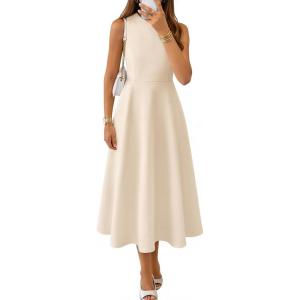 imageZESICA Womens Summer Sleeveless Maxi Dresses 2026 Formal Crewneck A Line Elegant Cocktail Party Flowy Long DressApricot