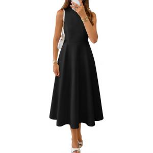 imageZESICA Womens Summer Sleeveless Maxi Dresses 2026 Formal Crewneck A Line Elegant Cocktail Party Flowy Long DressBlack