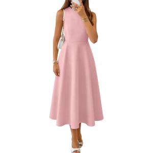 imageZESICA Womens Summer Sleeveless Maxi Dresses 2026 Formal Crewneck A Line Elegant Cocktail Party Flowy Long DressPink