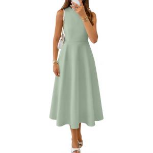 imageZESICA Womens Summer Sleeveless Maxi Dresses 2026 Formal Crewneck A Line Elegant Cocktail Party Flowy Long DressSage