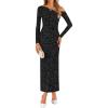 imageZESICA Womens Fall Floral Off Shoulder Bodycon Maxi Dresses 2026 Long Sleeve Ruched Elegant Cocktail Party DressBlack