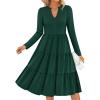 imageZESICA Womens Long Sleeve Fall Dresses 2026 Fashion V Neck Casual Loose Ruffle Flowy A Line Tiered Midi DressDarkgreen