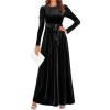 imageZESICA Womens Velvet Maxi Dress Fall 2026 Long Puff Sleeve Crew Neck Elastic High Waist Cocktail Party Bridesmaid DressesBlack