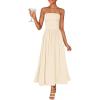 image:imageZESICA Womens Summer Sleeveless Midi Dress 2026 Strapless Ruched A Line Flowy Wedding Guest Party Beach Long DressesApricot