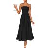 image:imageZESICA Womens Summer Sleeveless Midi Dress 2026 Strapless Ruched A Line Flowy Wedding Guest Party Beach Long DressesBlack