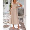 image:imageZESICA Summer Dresses for Women 2026 Elegant Classy Square Neck Short Sleeve Flowy Cocktail Party Midi DressApricot