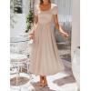 image:imageZESICA Summer Dresses for Women 2026 Elegant Classy Square Neck Short Sleeve Flowy Cocktail Party Midi DressApricot