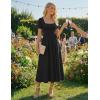 image:imageZESICA Summer Dresses for Women 2026 Elegant Classy Square Neck Short Sleeve Flowy Cocktail Party Midi DressBlack