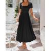 image:imageZESICA Summer Dresses for Women 2026 Elegant Classy Square Neck Short Sleeve Flowy Cocktail Party Midi DressBlack