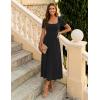 image:imageZESICA Summer Dresses for Women 2026 Elegant Classy Square Neck Short Sleeve Flowy Cocktail Party Midi DressBlack