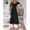 image:imageZESICA Summer Dresses for Women 2026 Elegant Classy Square Neck Short Sleeve Flowy Cocktail Party Midi DressBlack