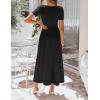 image:imageZESICA Summer Dresses for Women 2026 Elegant Classy Square Neck Short Sleeve Flowy Cocktail Party Midi DressBlack