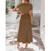 image:imageZESICA Summer Dresses for Women 2026 Elegant Classy Square Neck Short Sleeve Flowy Cocktail Party Midi DressBrown