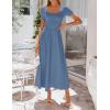 image:imageZESICA Summer Dresses for Women 2026 Elegant Classy Square Neck Short Sleeve Flowy Cocktail Party Midi DressDusty Blue