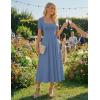 image:imageZESICA Summer Dresses for Women 2026 Elegant Classy Square Neck Short Sleeve Flowy Cocktail Party Midi DressDusty Blue