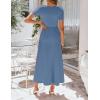 image:imageZESICA Summer Dresses for Women 2026 Elegant Classy Square Neck Short Sleeve Flowy Cocktail Party Midi DressDusty Blue