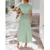 image:imageZESICA Summer Dresses for Women 2026 Elegant Classy Square Neck Short Sleeve Flowy Cocktail Party Midi DressLight Green