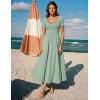 image:imageZESICA Summer Dresses for Women 2026 Elegant Classy Square Neck Short Sleeve Flowy Cocktail Party Midi DressLight Green