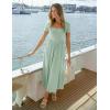 image:imageZESICA Summer Dresses for Women 2026 Elegant Classy Square Neck Short Sleeve Flowy Cocktail Party Midi DressLight Green