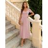 image:imageZESICA Summer Dresses for Women 2026 Elegant Classy Square Neck Short Sleeve Flowy Cocktail Party Midi DressPink