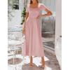 image:imageZESICA Summer Dresses for Women 2026 Elegant Classy Square Neck Short Sleeve Flowy Cocktail Party Midi DressPink