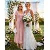 image:imageZESICA Summer Dresses for Women 2026 Elegant Classy Square Neck Short Sleeve Flowy Cocktail Party Midi DressPink