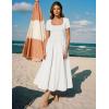 image:imageZESICA Summer Dresses for Women 2026 Elegant Classy Square Neck Short Sleeve Flowy Cocktail Party Midi DressWhite