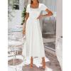 image:imageZESICA Summer Dresses for Women 2026 Elegant Classy Square Neck Short Sleeve Flowy Cocktail Party Midi DressWhite