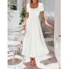 image:imageZESICA Summer Dresses for Women 2026 Elegant Classy Square Neck Short Sleeve Flowy Cocktail Party Midi DressWhite