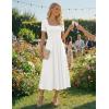 image:imageZESICA Summer Dresses for Women 2026 Elegant Classy Square Neck Short Sleeve Flowy Cocktail Party Midi DressWhite