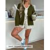 image:imageZESICA Crdigans for Women Trendy 2026 Tie Front Bow Sweaters Casual Long Sleeve Winter Clothing CoatsArmygreen