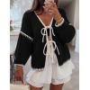 image:imageZESICA Crdigans for Women Trendy 2026 Tie Front Bow Sweaters Casual Long Sleeve Winter Clothing CoatsBlack