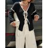 image:imageZESICA Crdigans for Women Trendy 2026 Tie Front Bow Sweaters Casual Long Sleeve Winter Clothing CoatsBlack