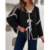 image:imageZESICA Crdigans for Women Trendy 2026 Tie Front Bow Sweaters Casual Long Sleeve Winter Clothing CoatsBlack