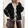 image:imageZESICA Crdigans for Women Trendy 2026 Tie Front Bow Sweaters Casual Long Sleeve Winter Clothing CoatsBlack