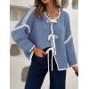 image:imageZESICA Crdigans for Women Trendy 2026 Tie Front Bow Sweaters Casual Long Sleeve Winter Clothing CoatsBlue