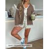 image:imageZESICA Crdigans for Women Trendy 2026 Tie Front Bow Sweaters Casual Long Sleeve Winter Clothing CoatsCamel