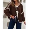 image:imageZESICA Crdigans for Women Trendy 2026 Tie Front Bow Sweaters Casual Long Sleeve Winter Clothing CoatsCaramel