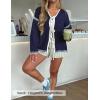 image:imageZESICA Crdigans for Women Trendy 2026 Tie Front Bow Sweaters Casual Long Sleeve Winter Clothing CoatsNavy