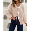 image:imageZESICA Crdigans for Women Trendy 2026 Tie Front Bow Sweaters Casual Long Sleeve Winter Clothing CoatsOats