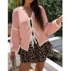 image:imageZESICA Crdigans for Women Trendy 2026 Tie Front Bow Sweaters Casual Long Sleeve Winter Clothing CoatsPink