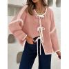 image:imageZESICA Crdigans for Women Trendy 2026 Tie Front Bow Sweaters Casual Long Sleeve Winter Clothing CoatsPink