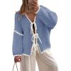 image:imageZESICA Crdigans for Women Trendy 2026 Tie Front Bow Sweaters Casual Long Sleeve Winter Clothing CoatsBlue