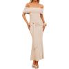 image:imageZESICA Womens 2026 Off Shoulder Bodycon Maxi Dress Summer Spring Formal Elegant Cocktail Party Wedding Guest Midi DressesApricot