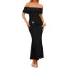 image:imageZESICA Womens 2026 Off Shoulder Bodycon Maxi Dress Summer Spring Formal Elegant Cocktail Party Wedding Guest Midi DressesBlack