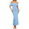 image:imageZESICA Womens 2026 Off Shoulder Bodycon Maxi Dress Summer Spring Formal Elegant Cocktail Party Wedding Guest Midi DressesBlue