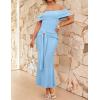 image:imageZESICA Womens 2026 Off Shoulder Bodycon Maxi Dress Summer Spring Formal Elegant Cocktail Party Wedding Guest Midi DressesBlue
